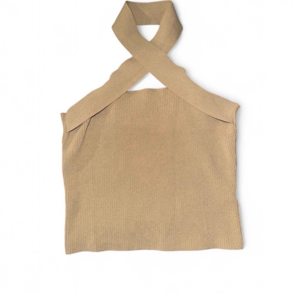 REVOLVE NBD Crisscross Halter Neck Beige Top